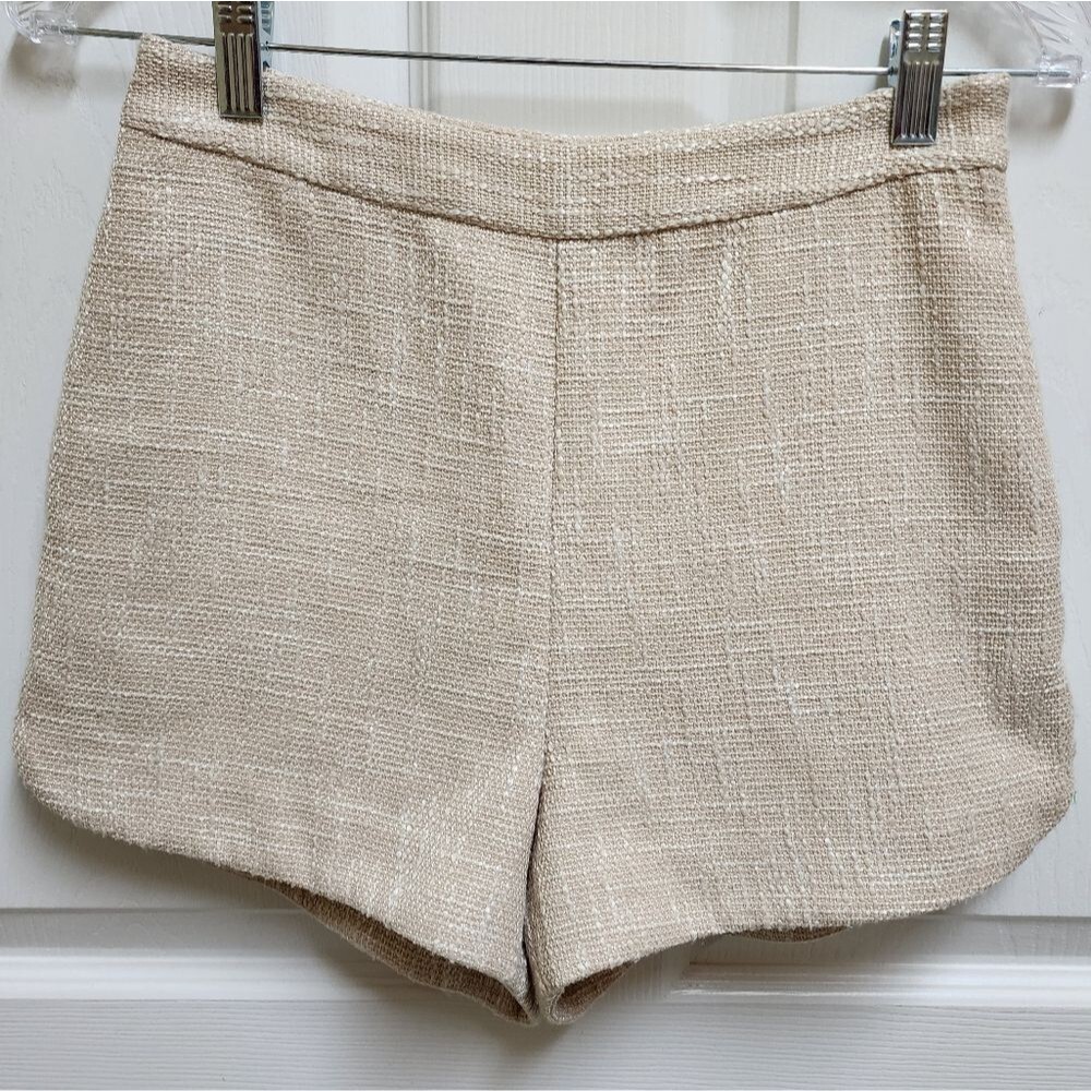 Abbey Glass Shorts Womens Size 2 Beige Twill Side Zipper Pockets Beach Coastal